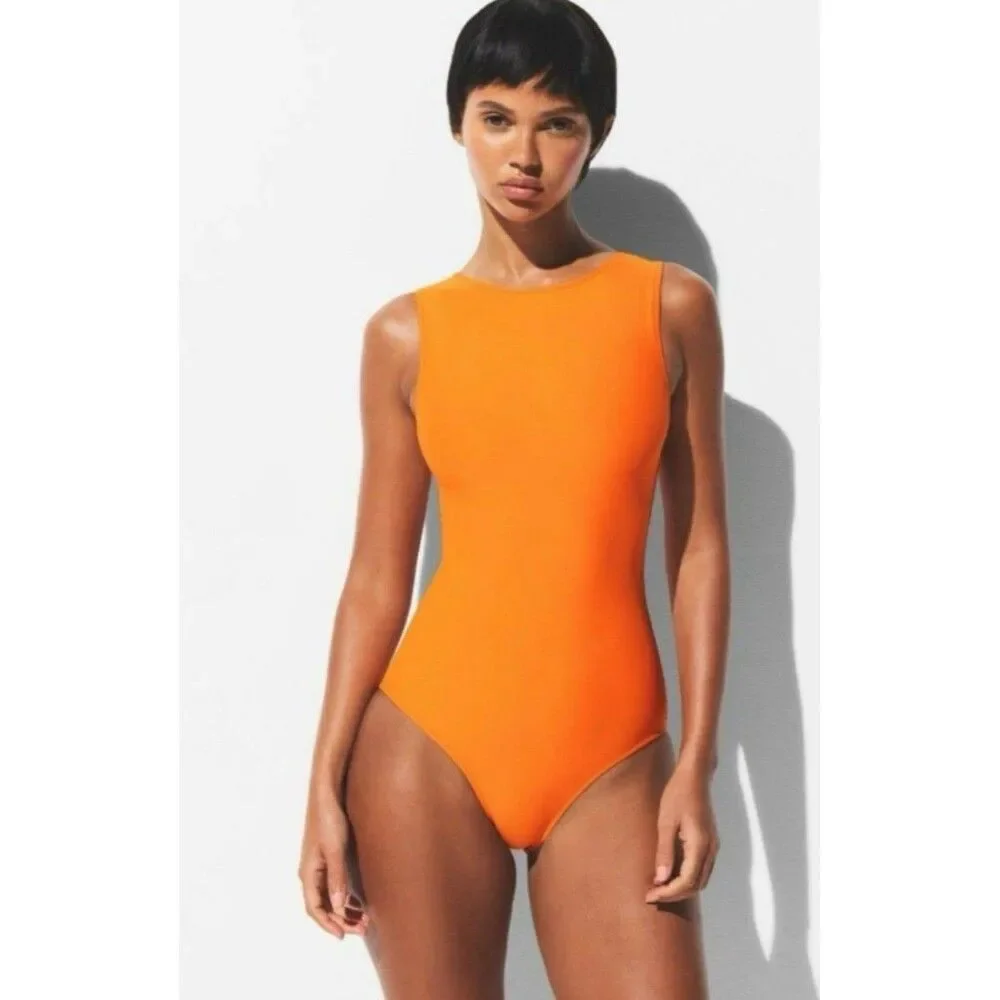 SIGNATURE SWIM HIGH NECK ONE PIECE Tangerine Large